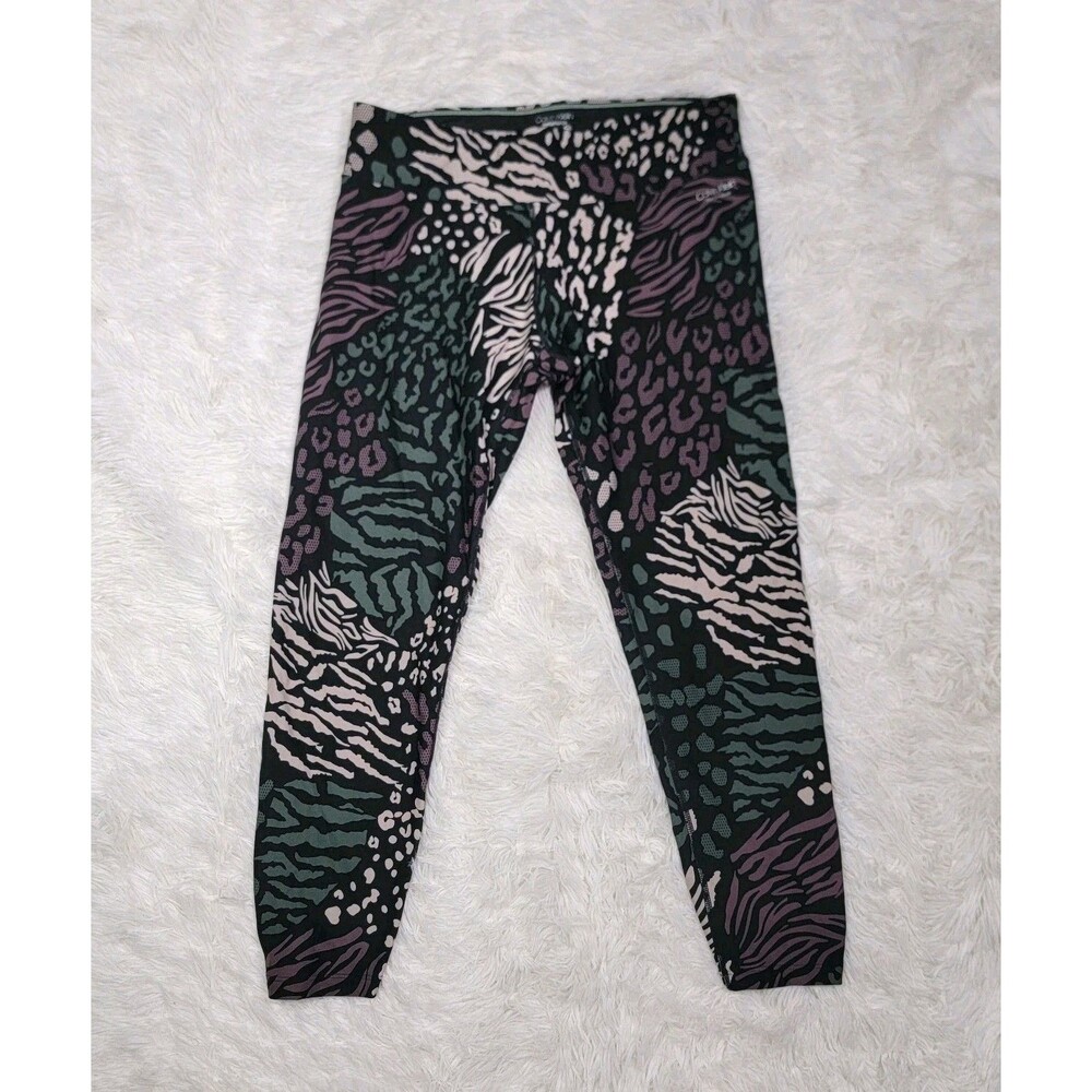 Calvin Klein Performance Leggings Wick Cropped Women’s Size L Animal Print Z